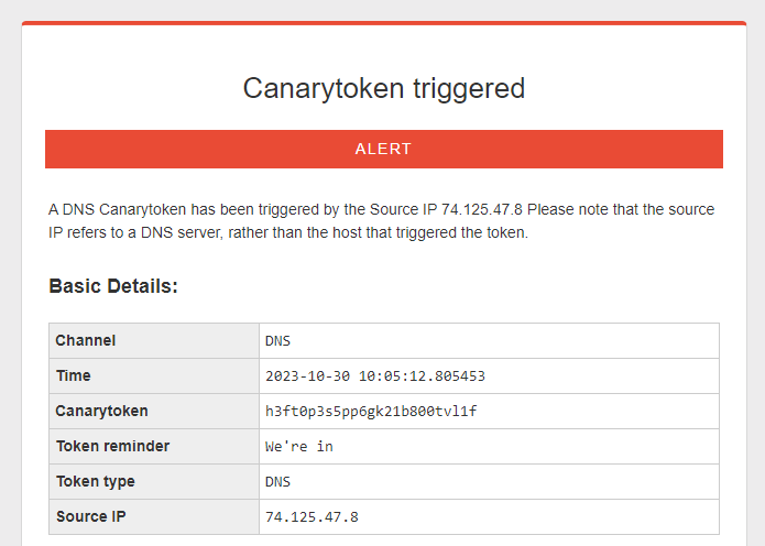 canarytoken email